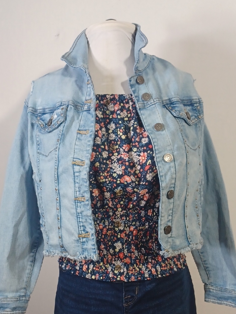 Justice Light Blue Cropped Denim Jacket